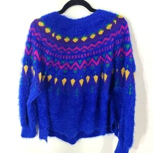 Time and True Women's Size 20‎ XXL Sweater Blue Festive Pull Over Round Neck Top